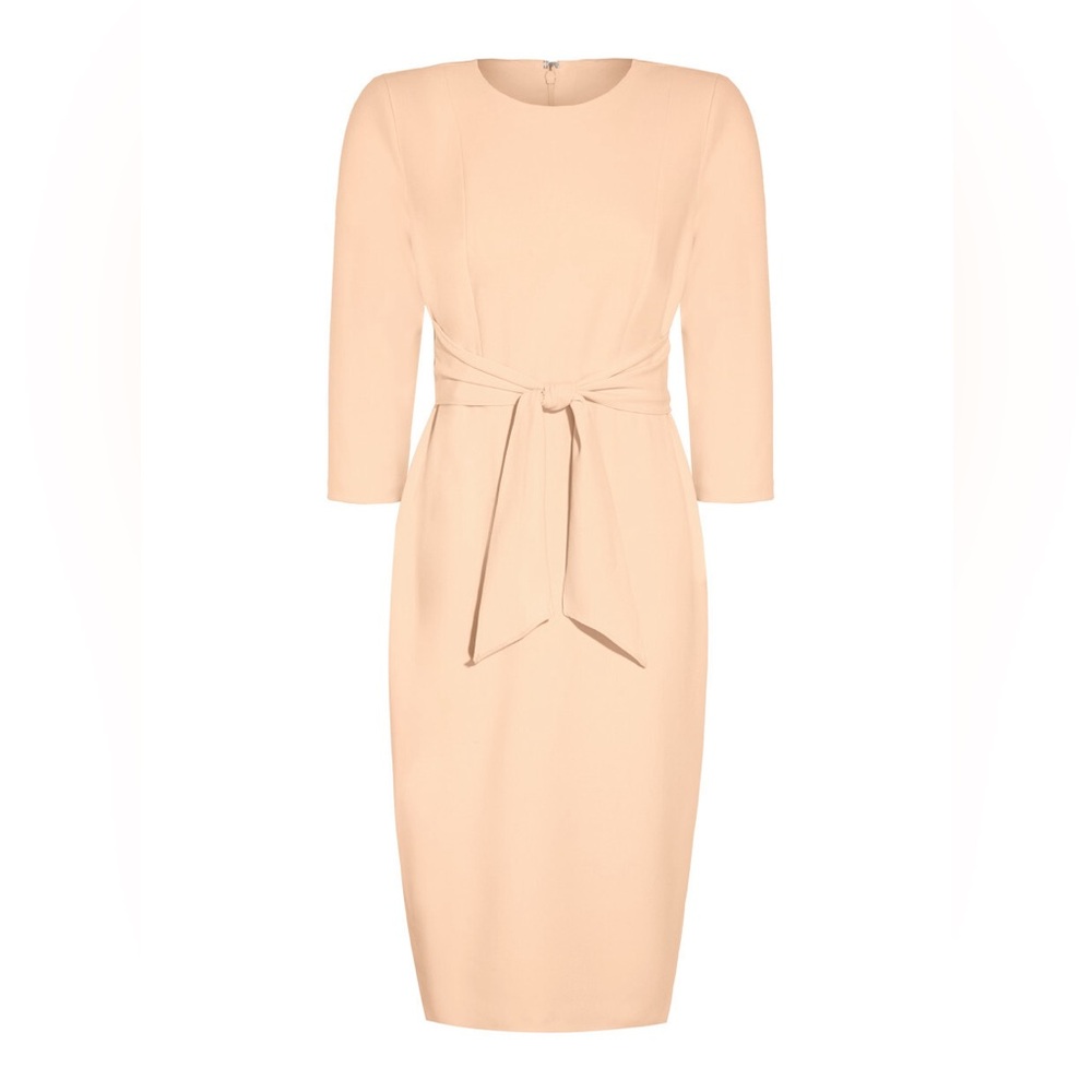 Adrianna papell knit crepe tie waist sheath dress blush pink women size 2 - Picture 3 of 17
